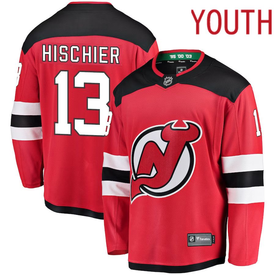 Youth New Jersey Devils #13 Nico Hischier Fanatics Branded Red Home Breakaway Player NHL Jersey